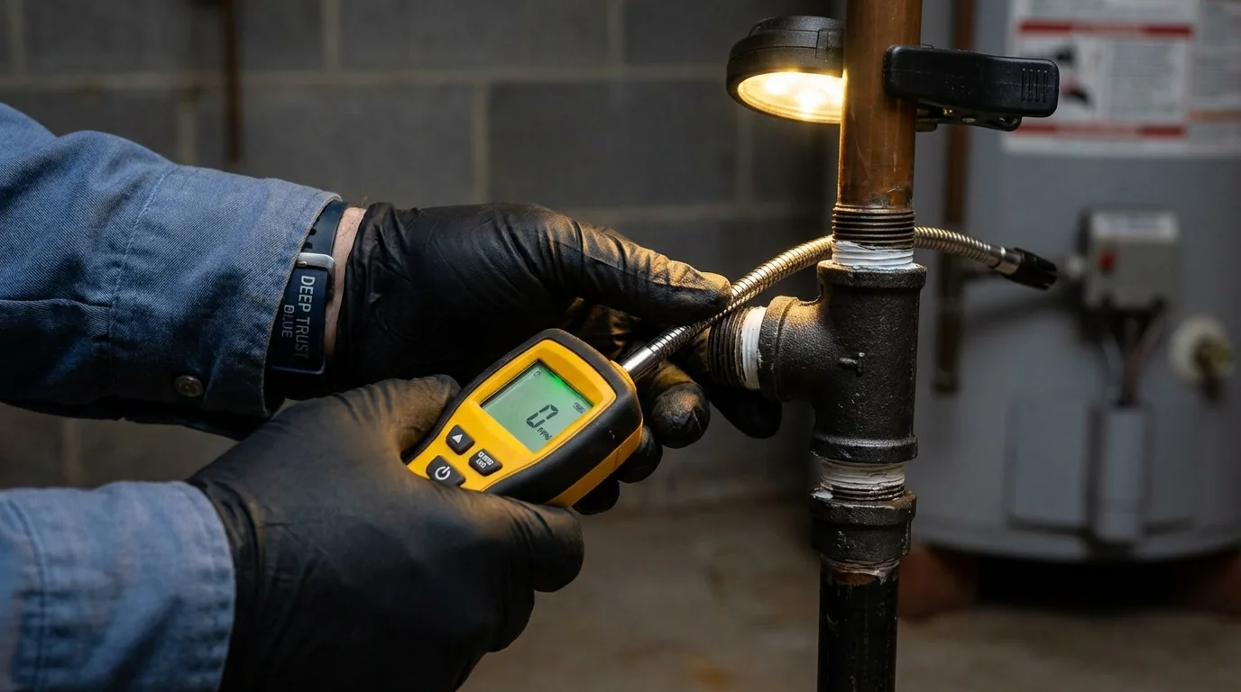 Gas leak detection with electronic sniffer by Johns Plumbing LLC in Tremonton